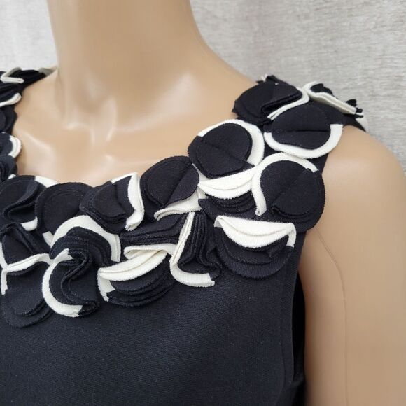 Cache Black Shift Dress with Layered 2D Statement Collar Women's Size 6 - Picture 3 of 13